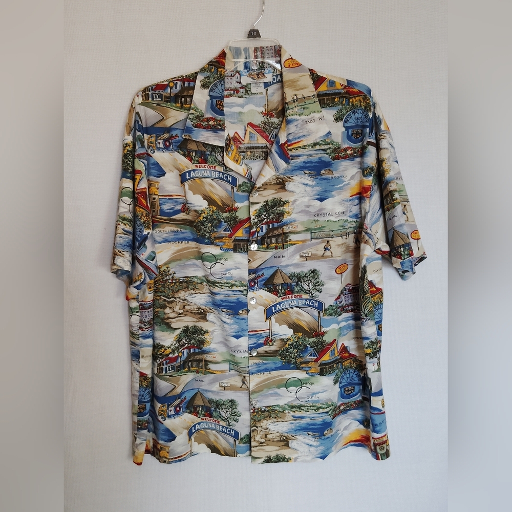 Vintage Matt Rider Men's Laguna Beach Orange County Button Down Shirt XL/1X